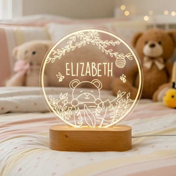 Teddy Bear LED Night Light | Personalized Kids Lamp & Toddler Gift - Picture 8 of 8